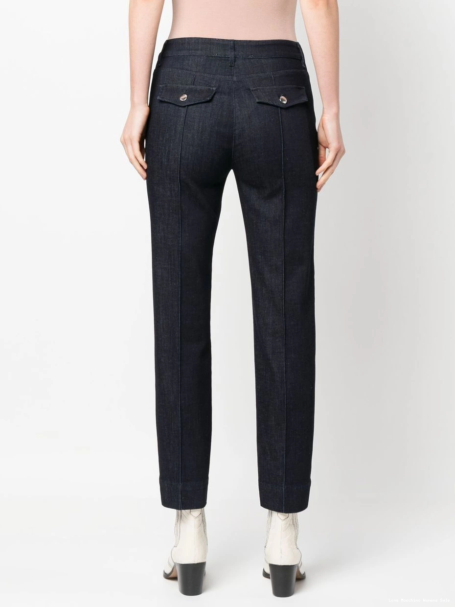 Affordable Moschino cropped Love logo-patch jeans Women 0324
